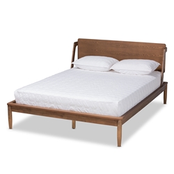 Baxton Studio Sadler Mid-Century Modern Ash Walnut Brown Finished Wood Full Size Platform Bed